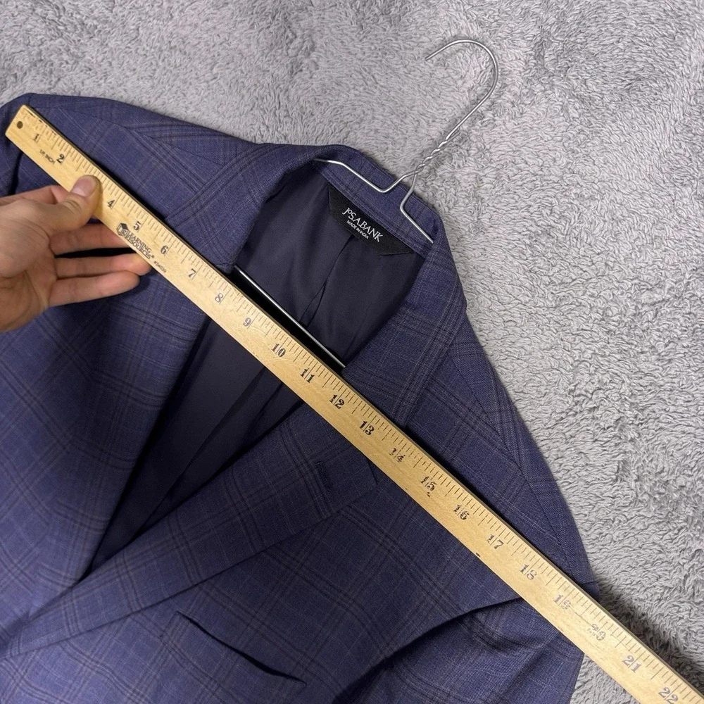 Jos A Bank Sport Coat Men 46R Windowpane Traveler Blazer Suit Jacket TailoredFit